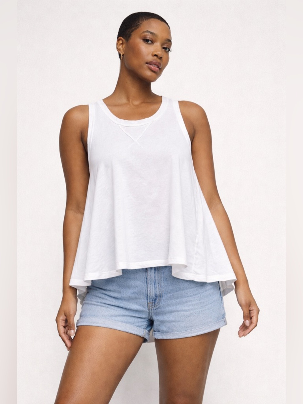 Free People We The Free White Swing Tank Top Sleeveless Oversized S/P